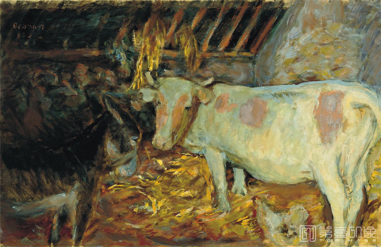 油画-The Barn (Cow in the Stable)
